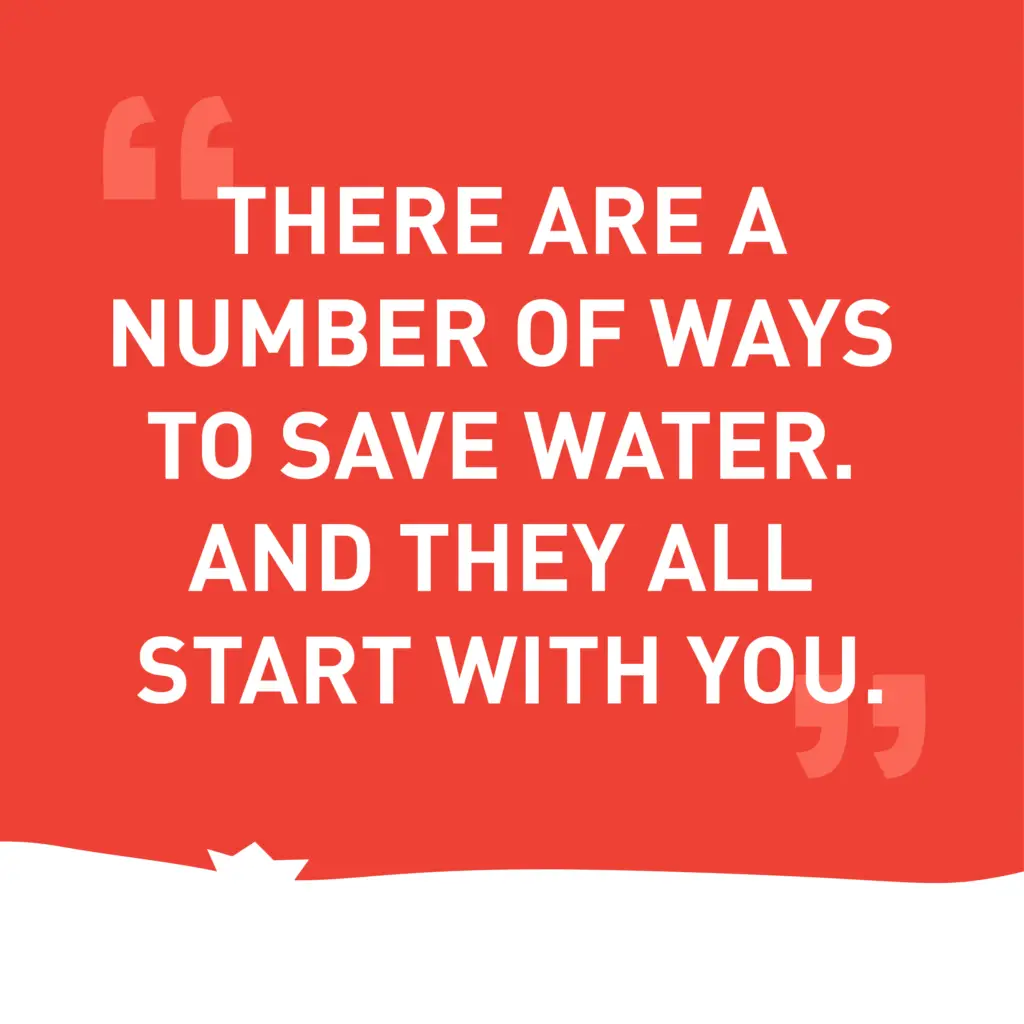 Visual over waterbesparing met de boodschap “There are a number of ways to save water”, in het kader van duurzaam ondernemen.